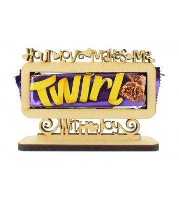 6mm 'Your love makes me twirl with joy' Twirl Chocolate Bar Holder on a Stand